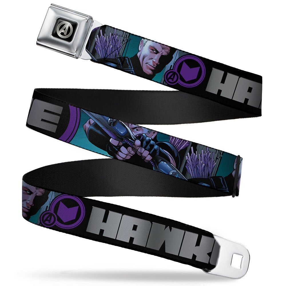 5634 Seatbelt Belt - HAWKEYE Action Poses/Logo/Avengers "A" Logo